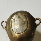 Ashtray/empty pocket devil's satyric head/diablotin, in bronze with golden patina. signed medina iran
