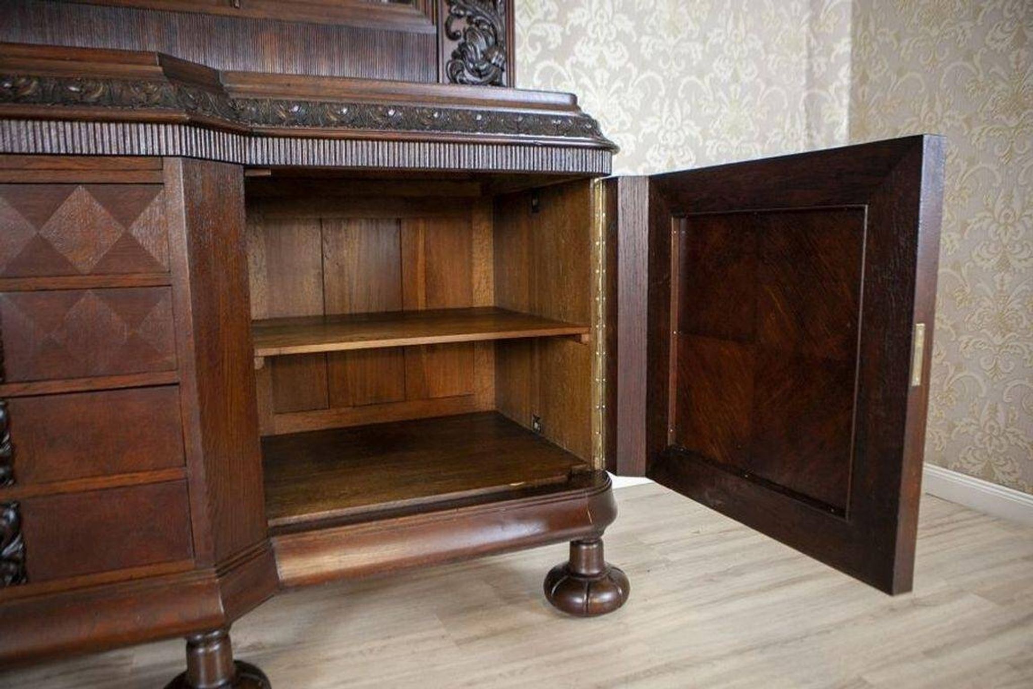 Interwar Oak Sideboard in Dark Brown, 1930s