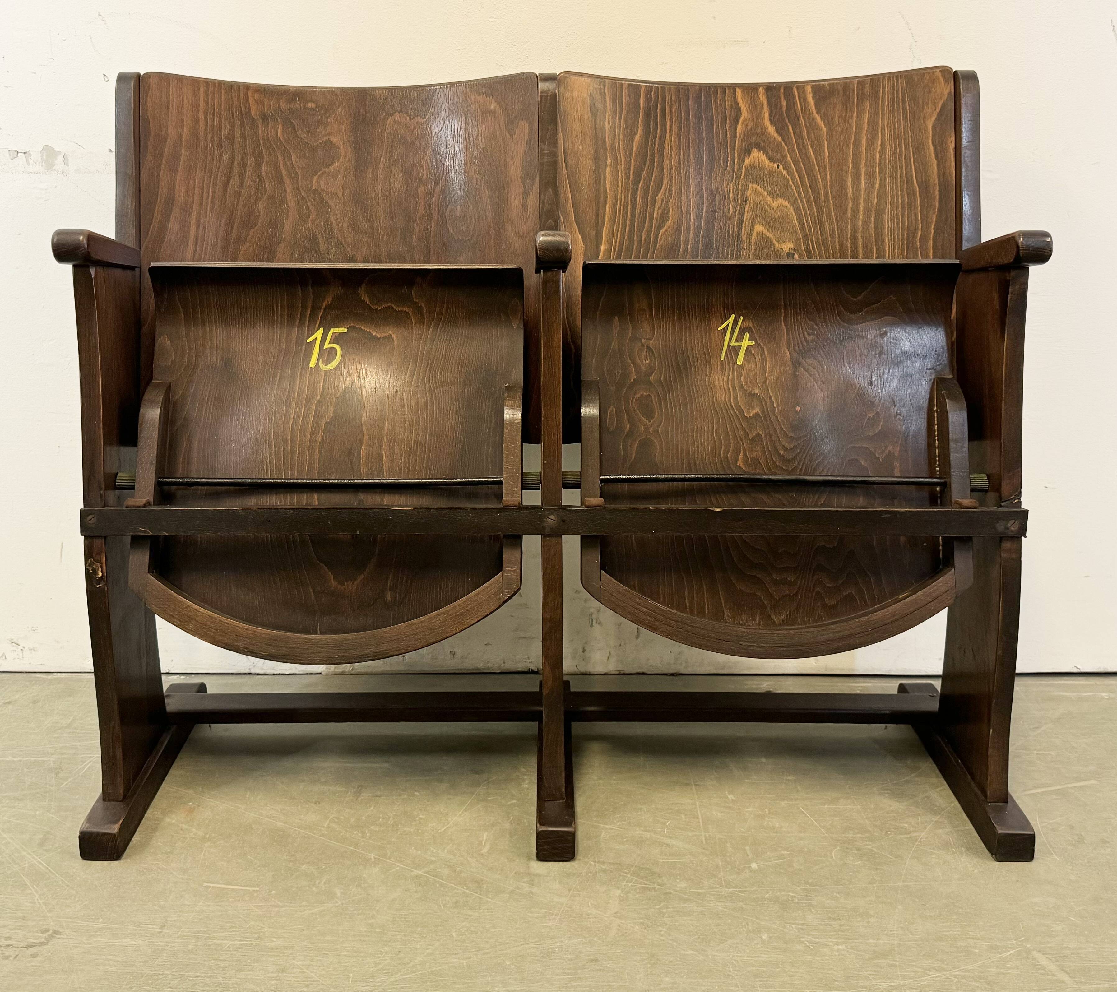 Vintage Two-Seat Cinema Bench from TON, 1960s