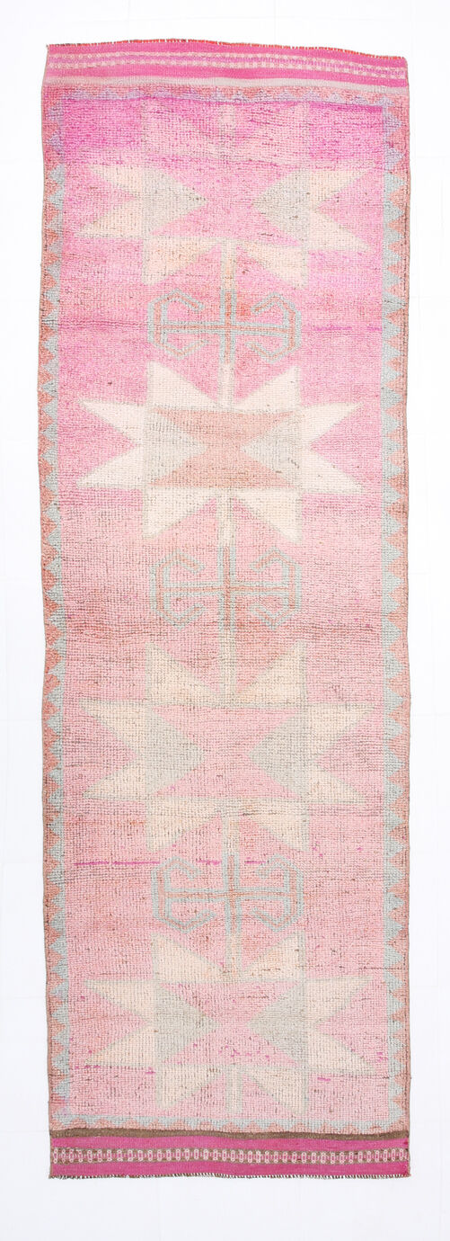 3x11 pale pink vintage runner rug 104x328cm