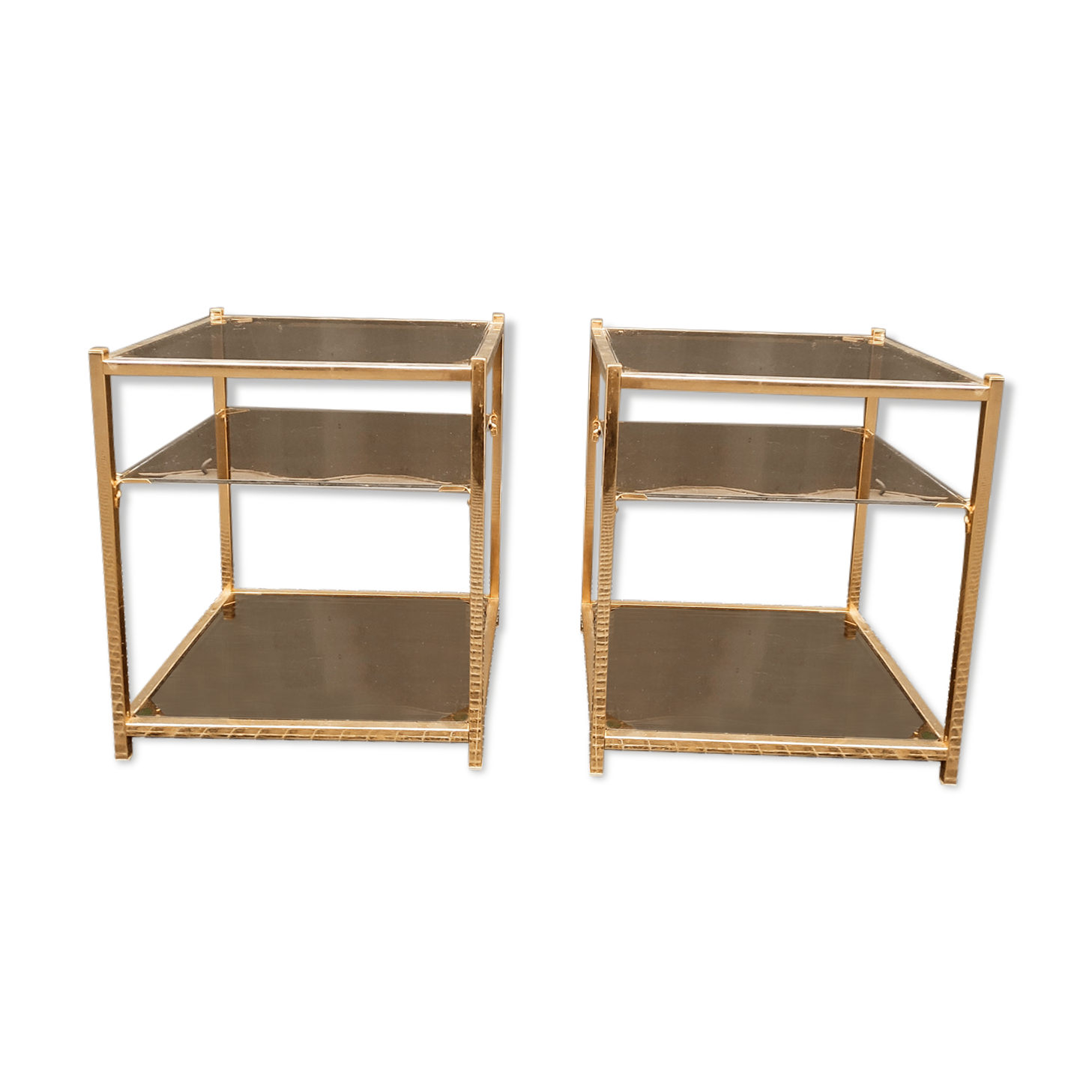 Sofa ends.in gilded metal and glass