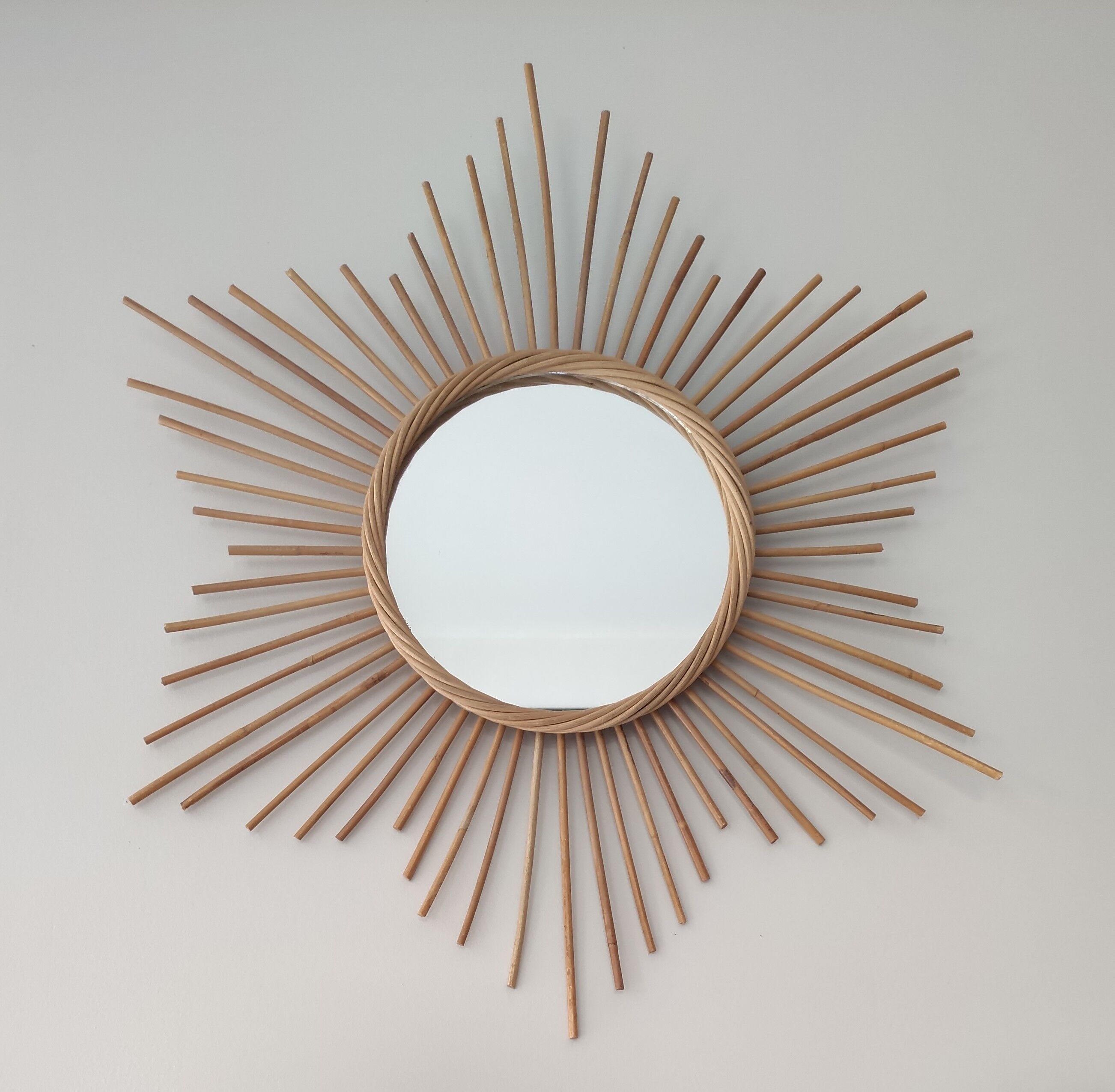 Miroir vintage en rotin 60x70cm
