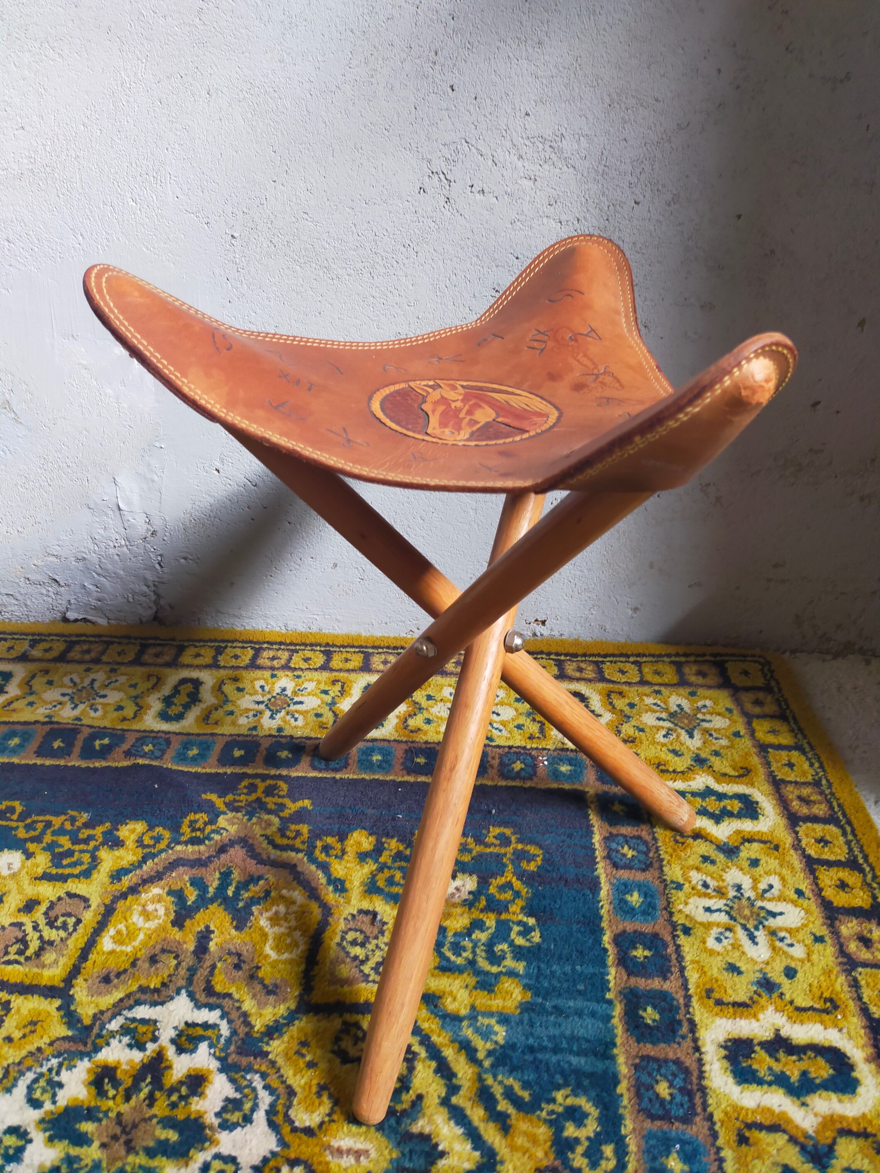 Fred Harvey Leather Arizona 82 Folding Stool