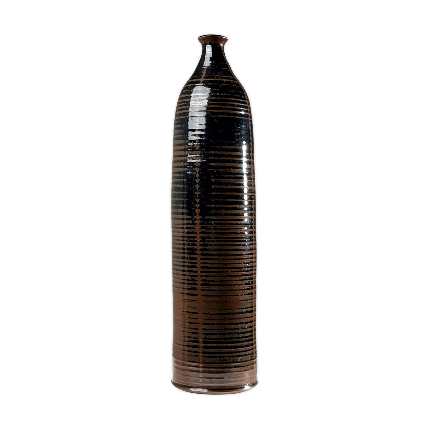 Large glazed stoneware soliflore vase – La Borne, 1960s