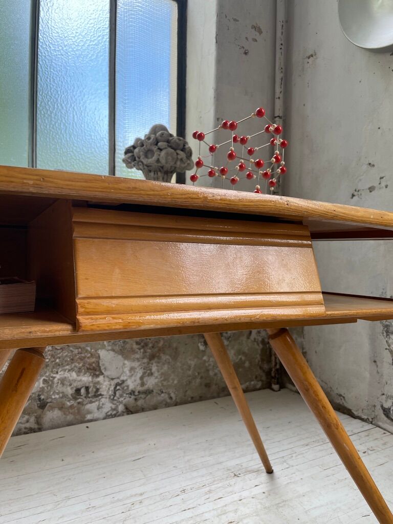 Vintage oak compass desk