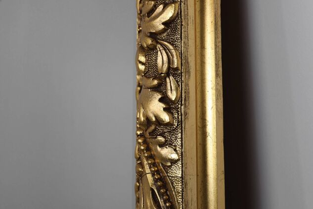 Grand miroir mural en chêne baroque rustique français, vers 1850