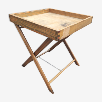 Table d'appoint bois pliable plateau amovible vintage