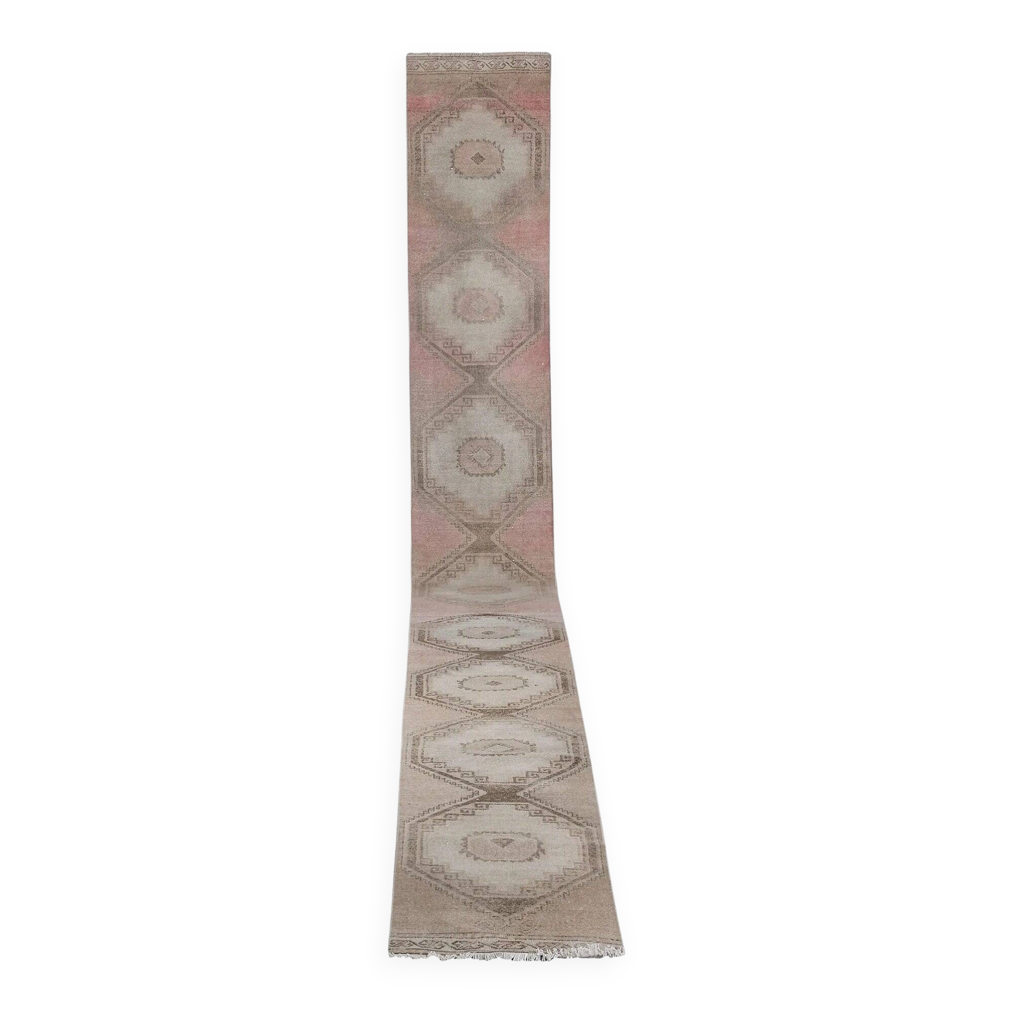 Vintage Turkish hallway rug 84x765 cm