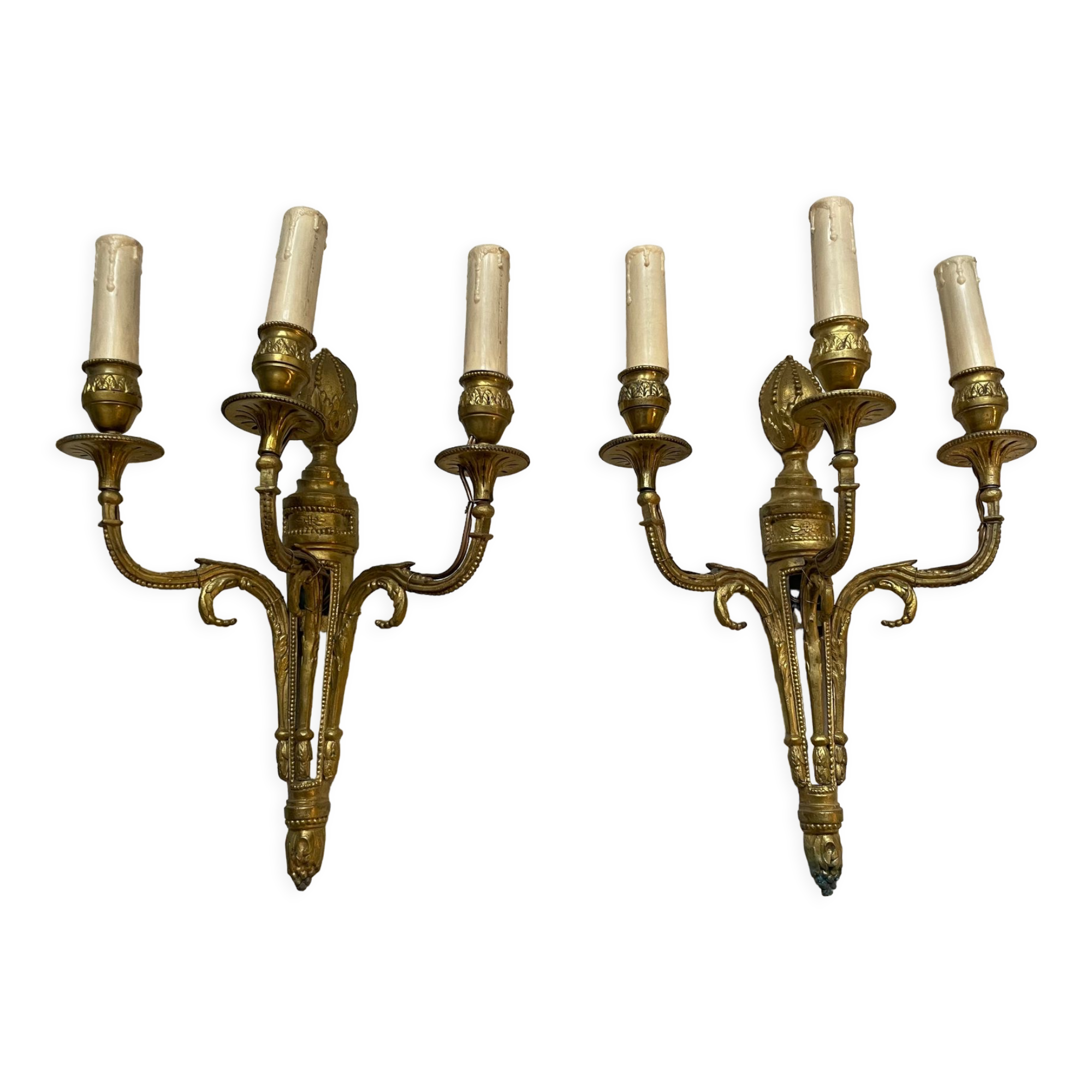 Pairs of Louis XVI bronze wall lamps