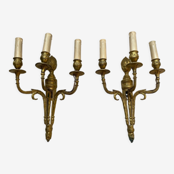 Pairs of Louis XVI bronze wall lamps