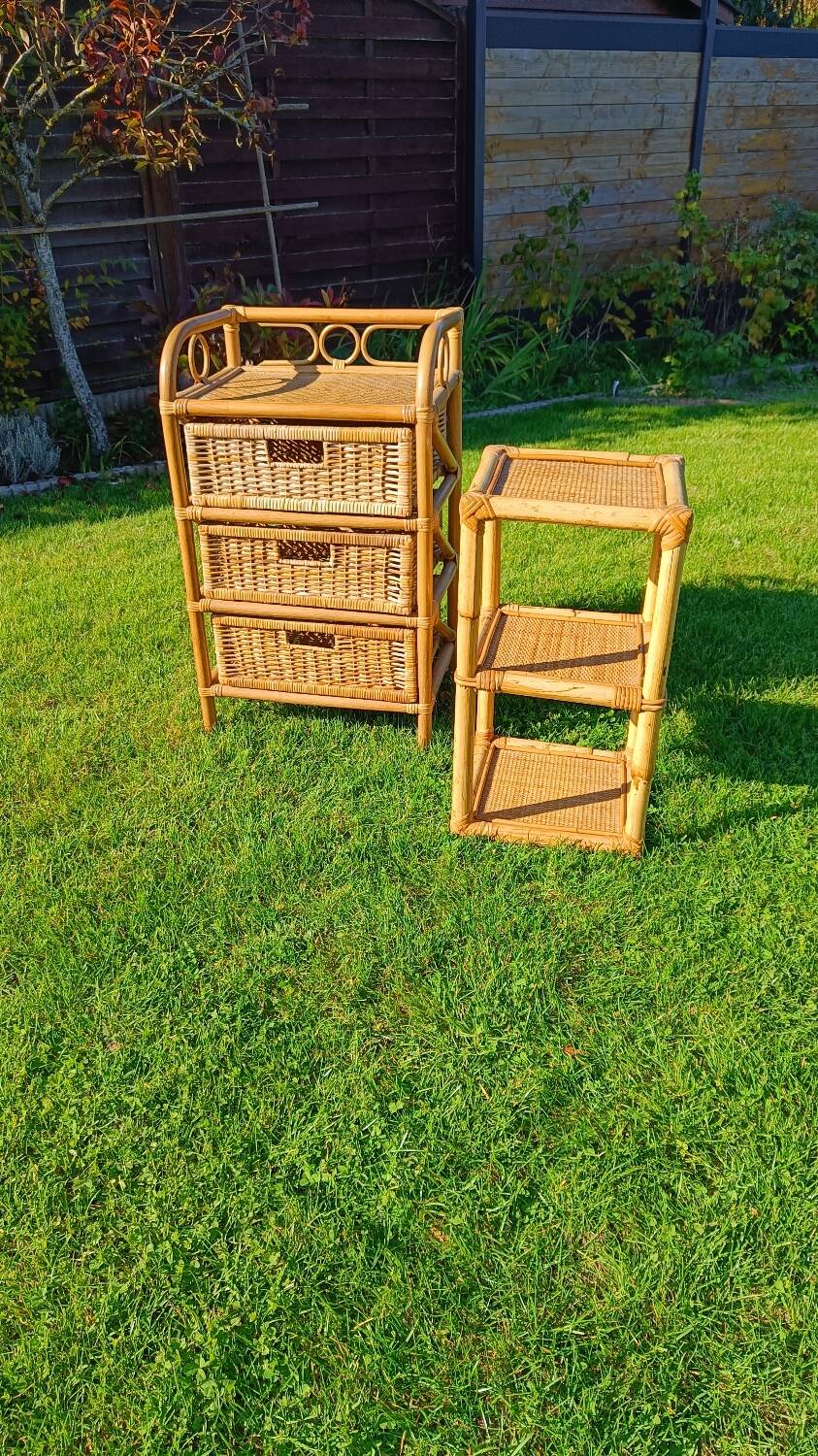 Commode, chiffonnier en rotin vintage