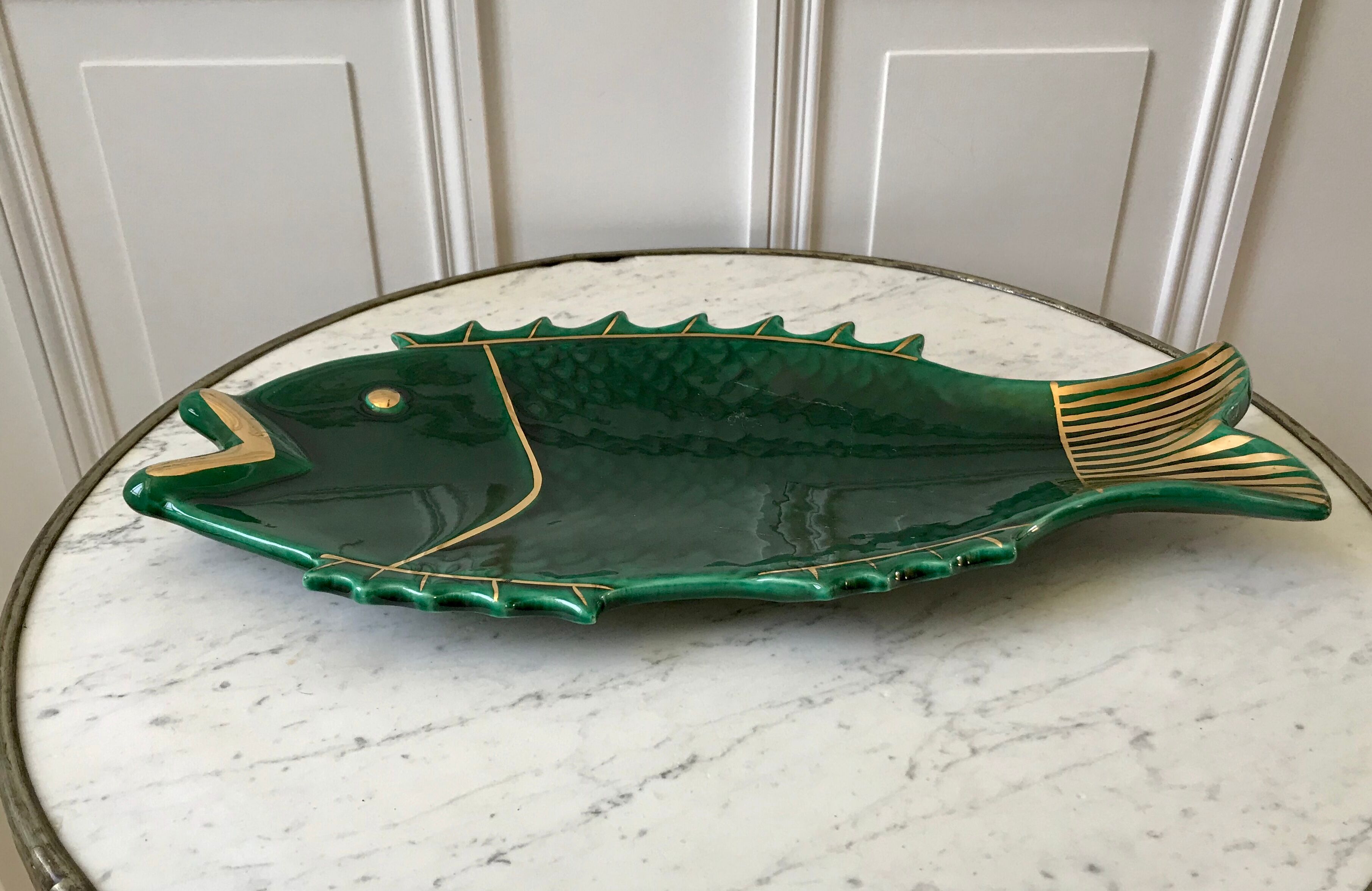 Fish dish in green and golden slurry 50s