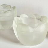 VINTAGE Glass and Silver Metal CANDLE HOLDERS