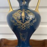 Antique large empire vase blue & gold jaguet pinon 40cm 2.6kg