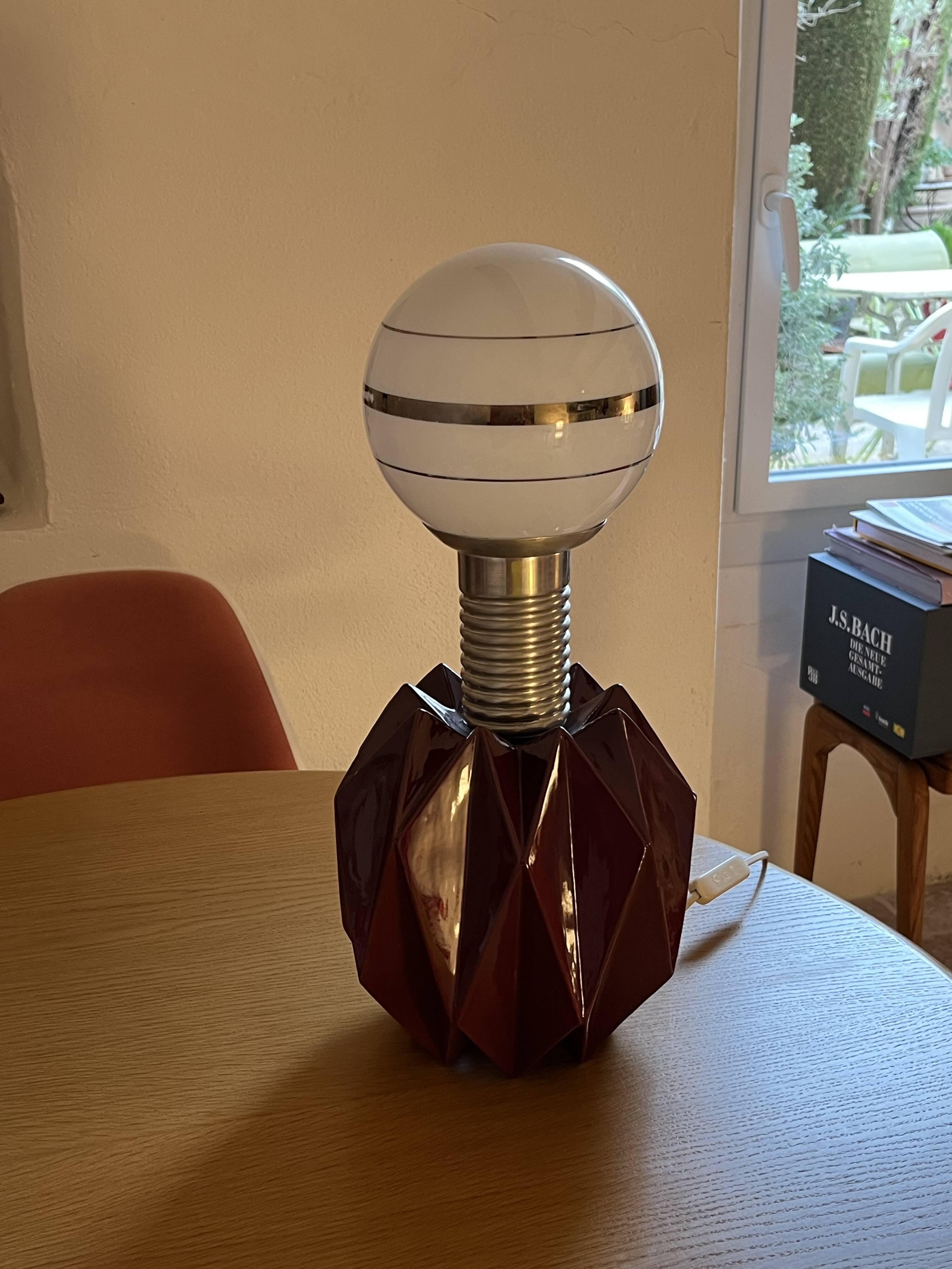 Origami lamp, ceramic and glass