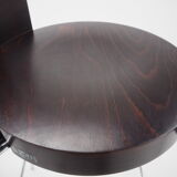 Midcentury chrome and wood bar stools by Ton, Czechoslovakia, 1980s