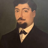 Oil on canvas of a mustachioed man