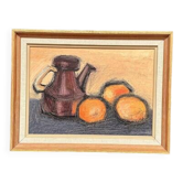 Original Swedish Oil on Panel – "Kattle and Oranges" by Herald – Signed – Dated 1966 – Framed Vintage Piece