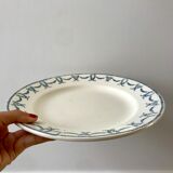 plat rond en Terre de Fer bleu U&C Digoin Sarreguemines modèle Les Ternes fin XIXème