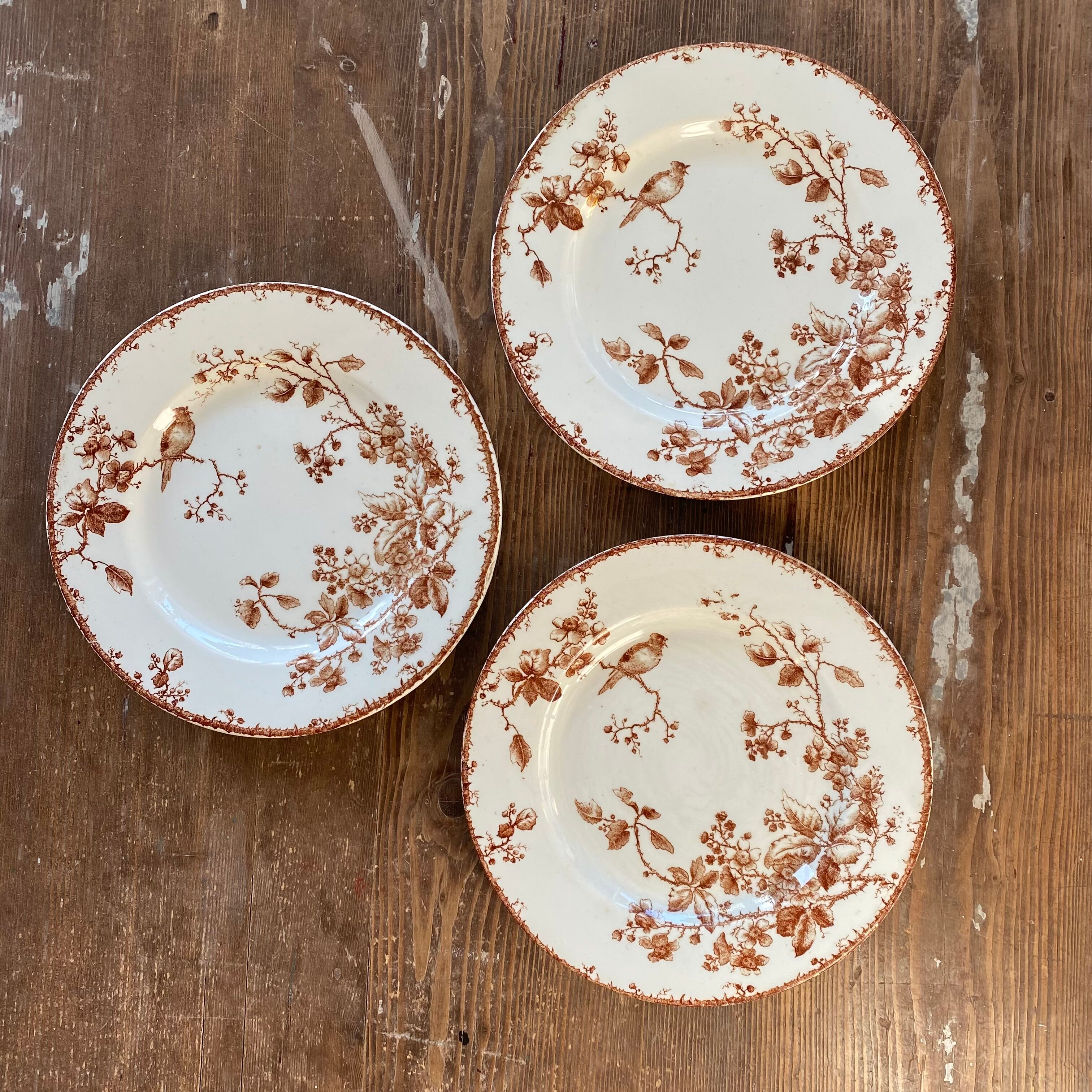 Fauvette plate, Gien x3