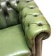 Green vintage leather 3-seater Chesterfield sofa