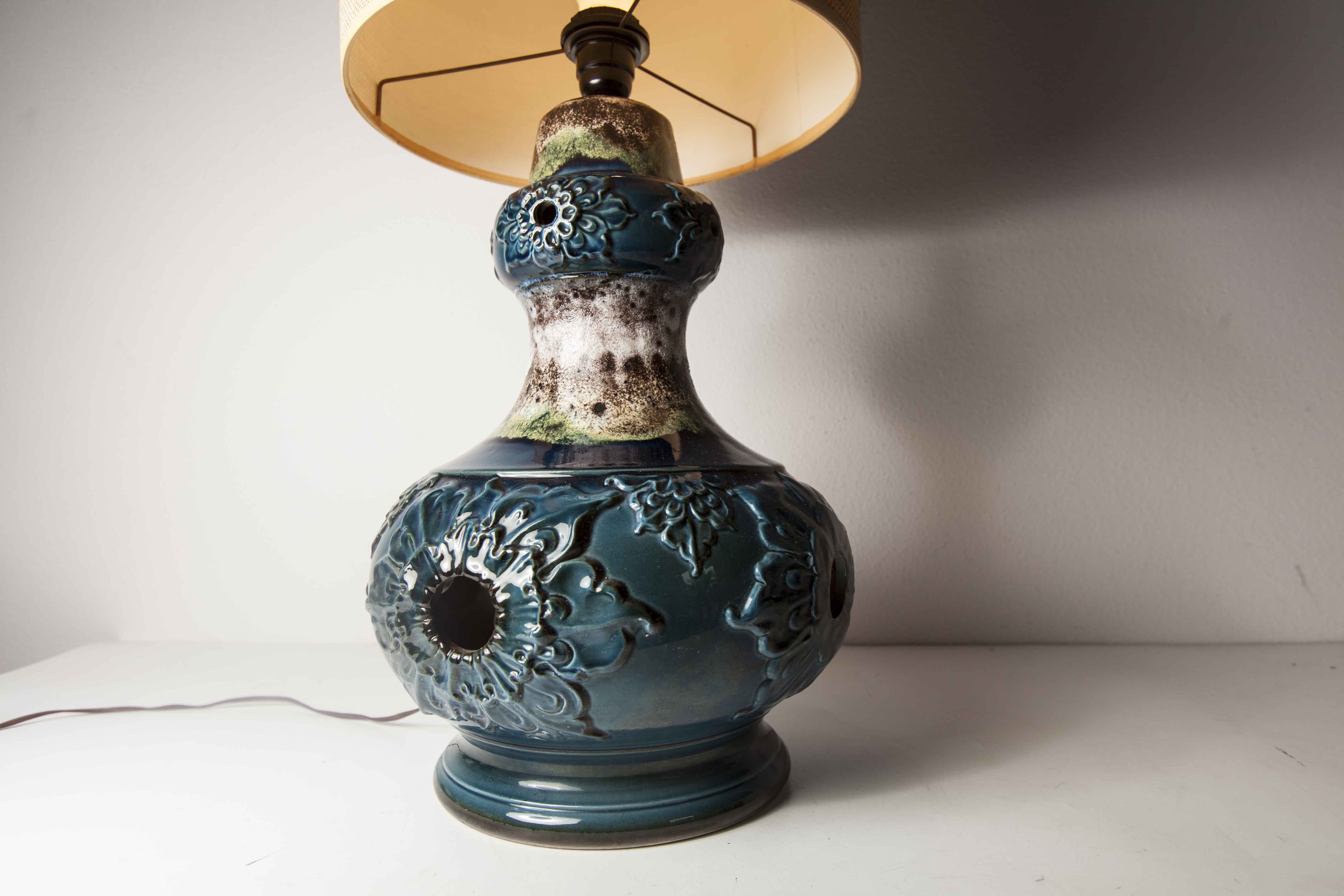 70's beige blue floor lamp