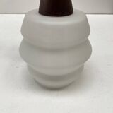 Teak and opaline pendant light from the 60s by Louis Kalff for Philips