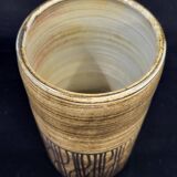 Cylindrical vase with geometric decoration by Dominique Pouchain