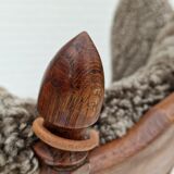 1960s, danish design, renovated-reupholstered high-back ear flap chair, sheepskin, oak wood