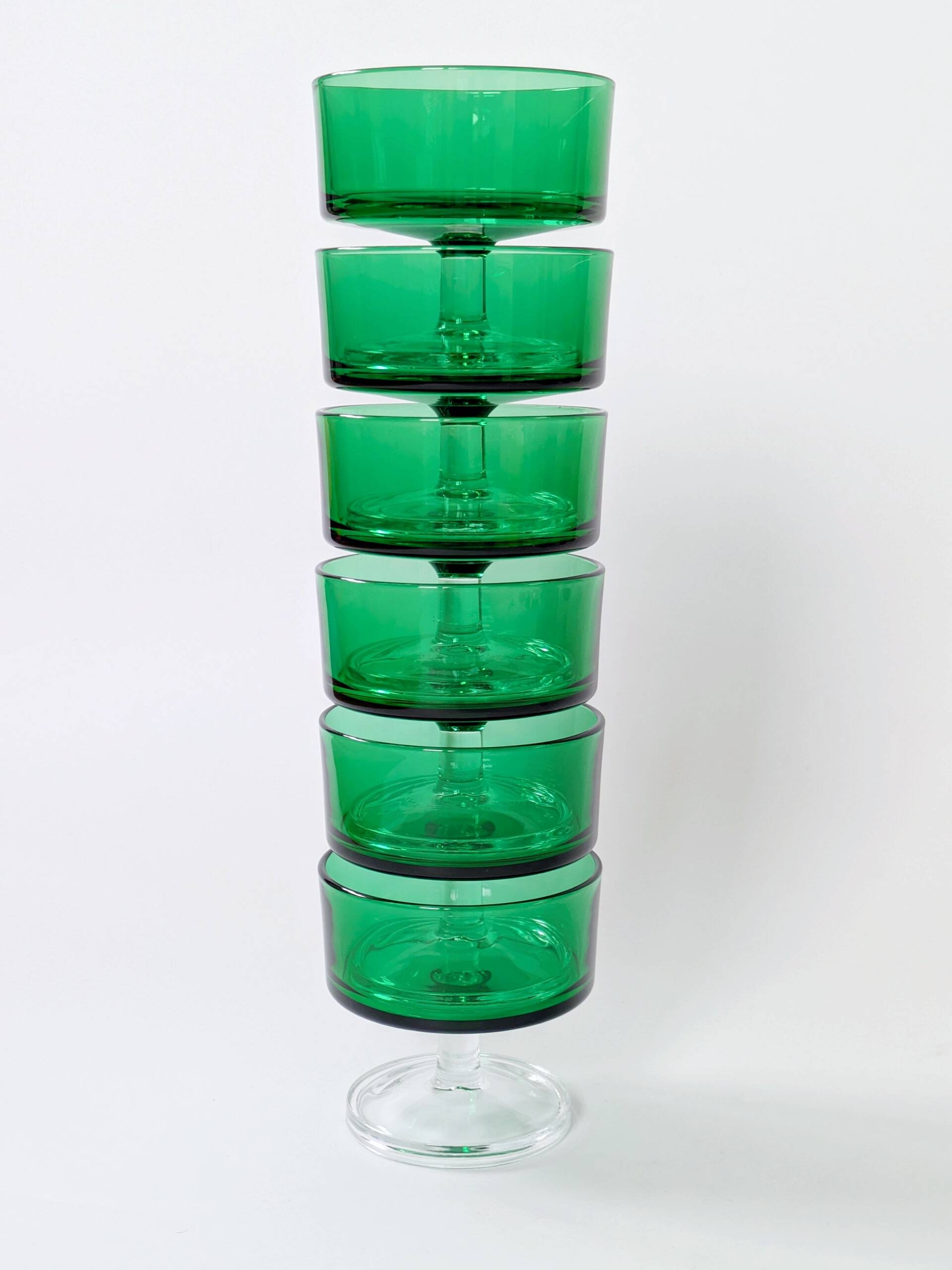 Lot de 6 coupes Luminarc vintage de couleur verte