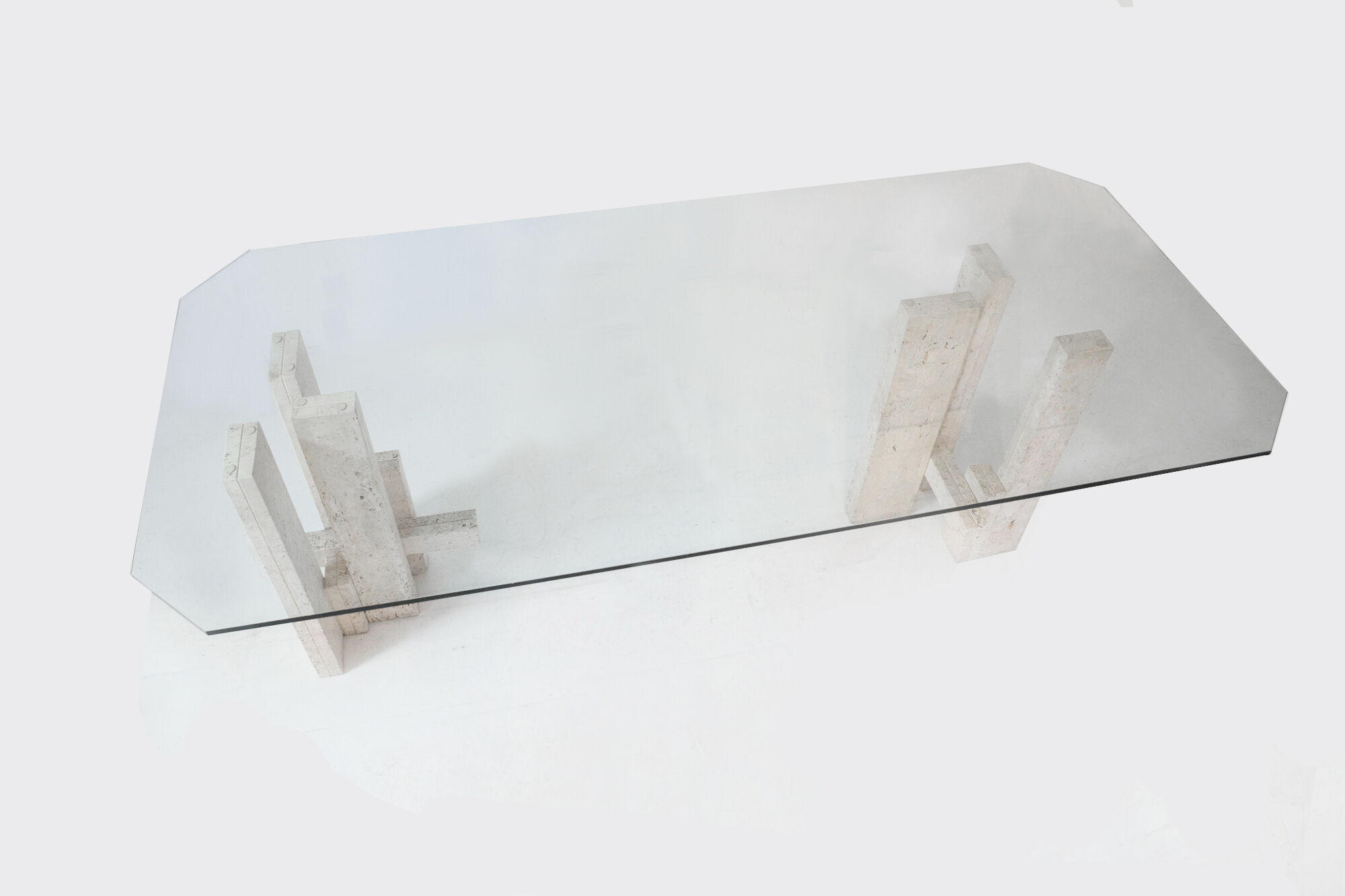 Rare architectural travertine table by Willy Ballez