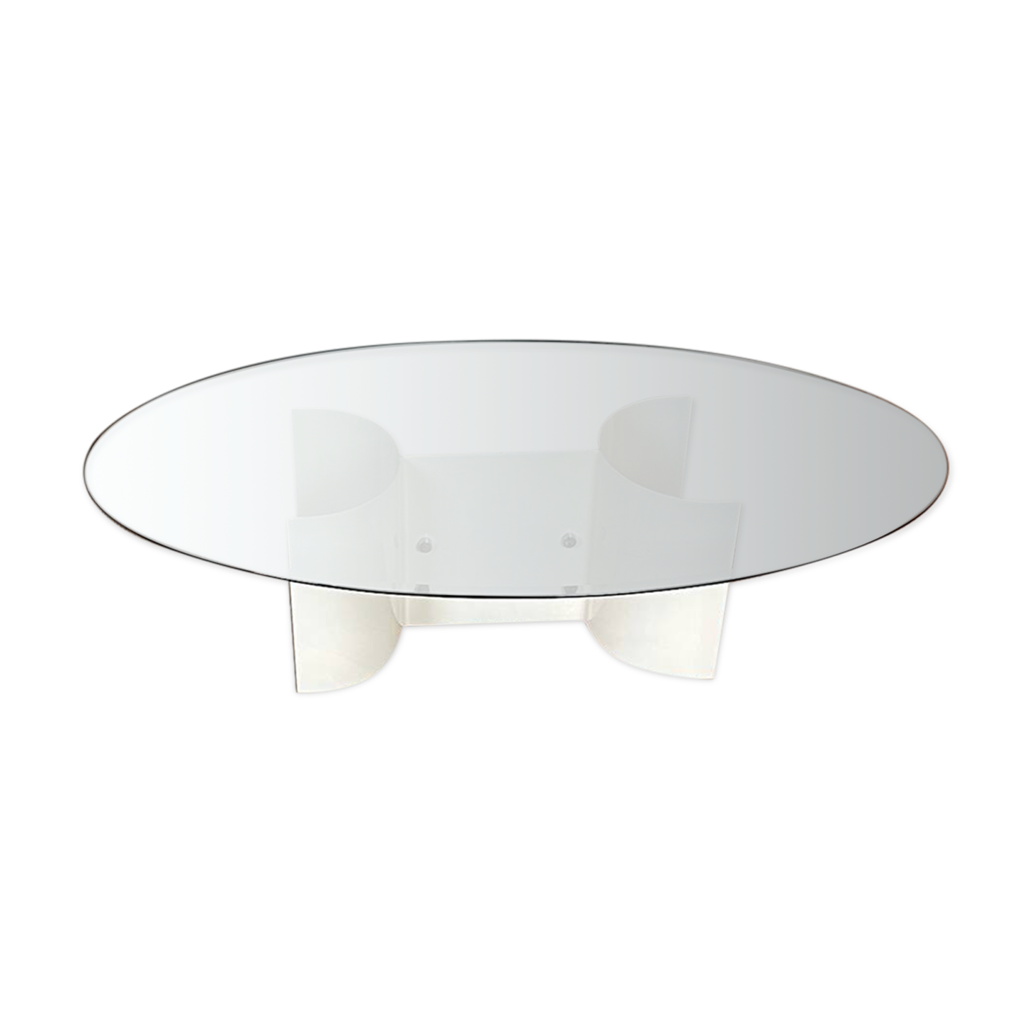 Coffee table in white lacquered steel and glass top 1970s
