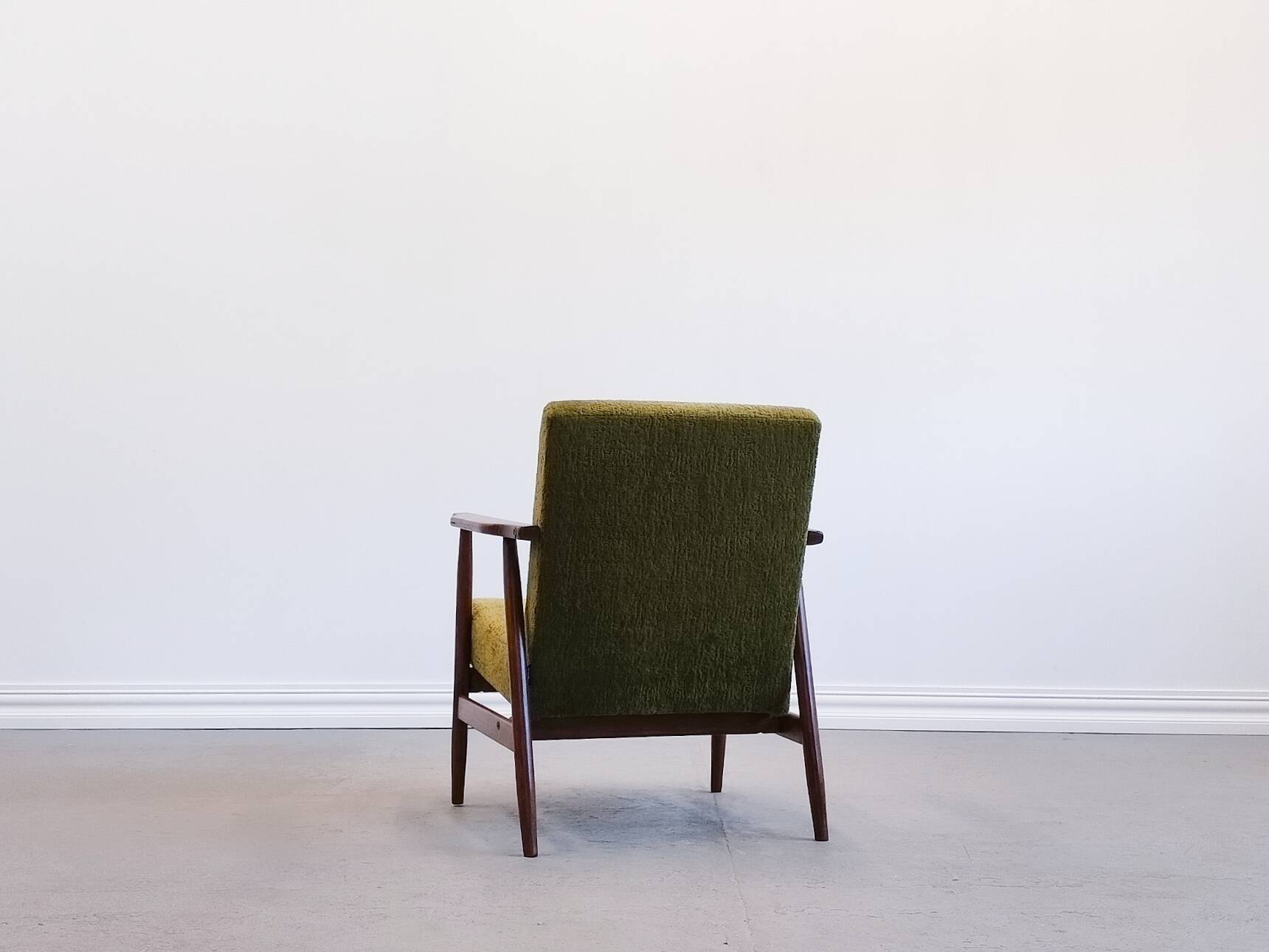 1970 Armchair, Model B-7727 in Long Hair Green Velvet