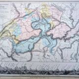 Switzerland, original map printed in 1879.