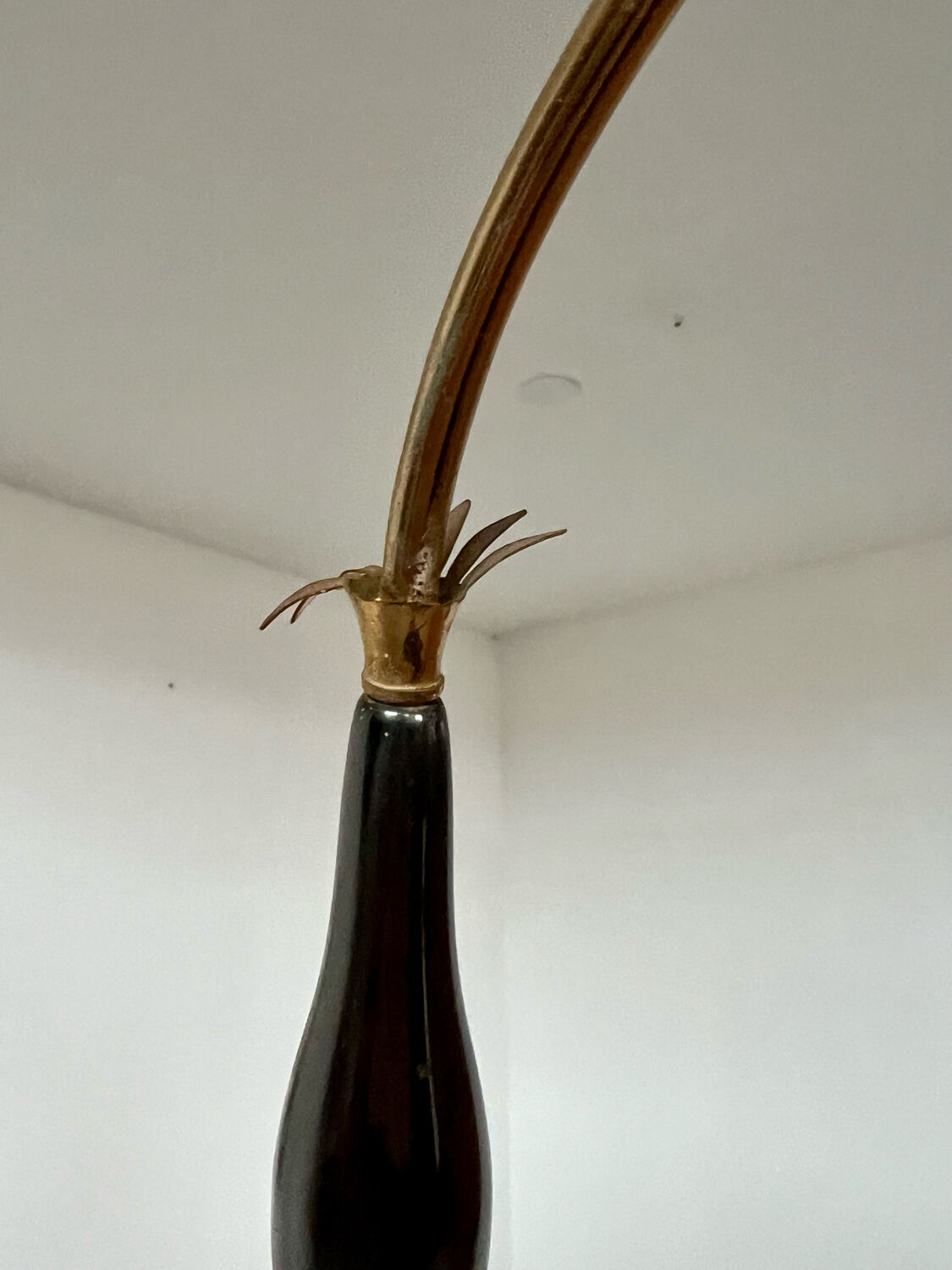 Old spider chandelier Italian metal, vintage Sputnik lamp 15 lights