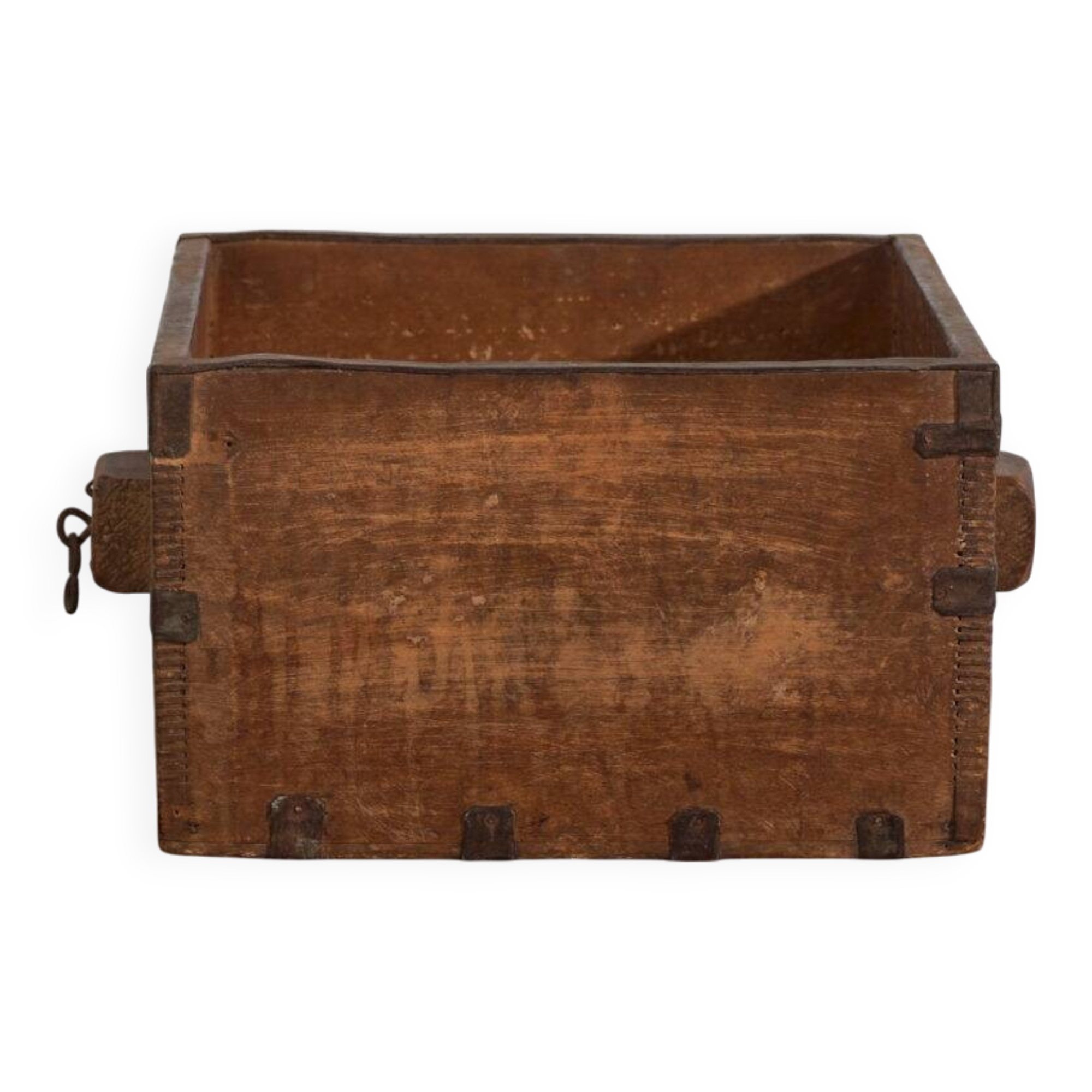 Ancient Chinese wooden basket with iron hoop – China, around 1900