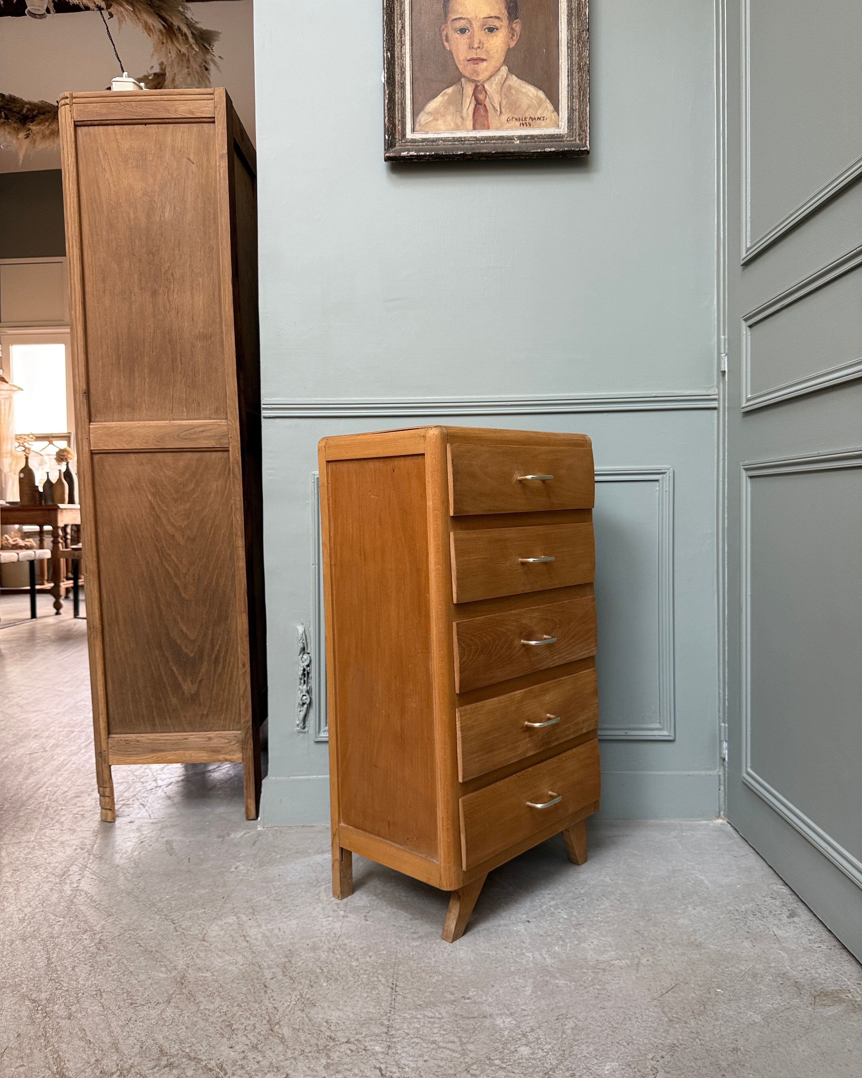 Commode vintage à 5 tiroirs (rénovée)