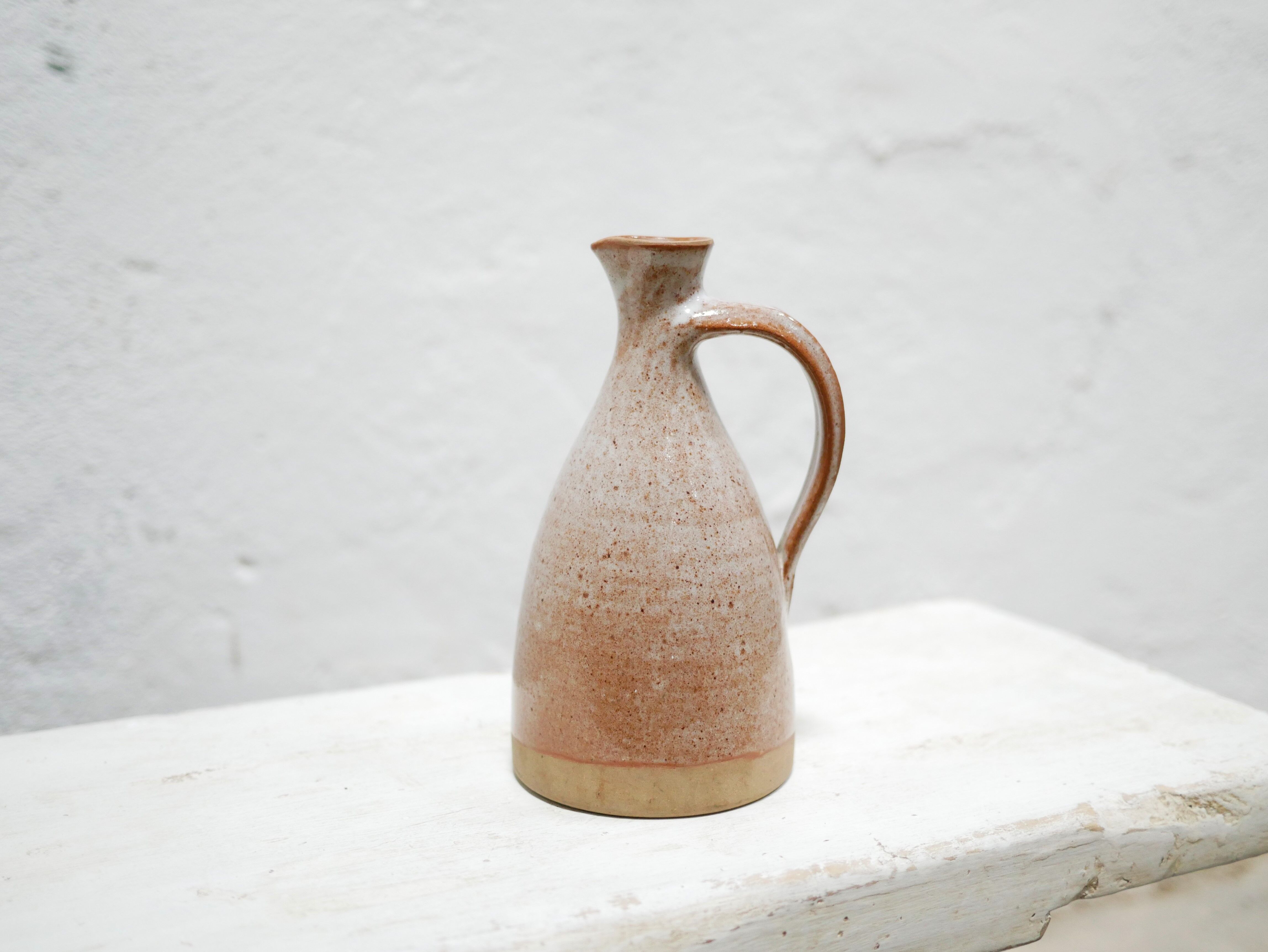 Vintage stoneware decanter by roger jacques, saint amand