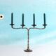 Vintage 1960s chandelier, patinated bronze Japandi chandelier.