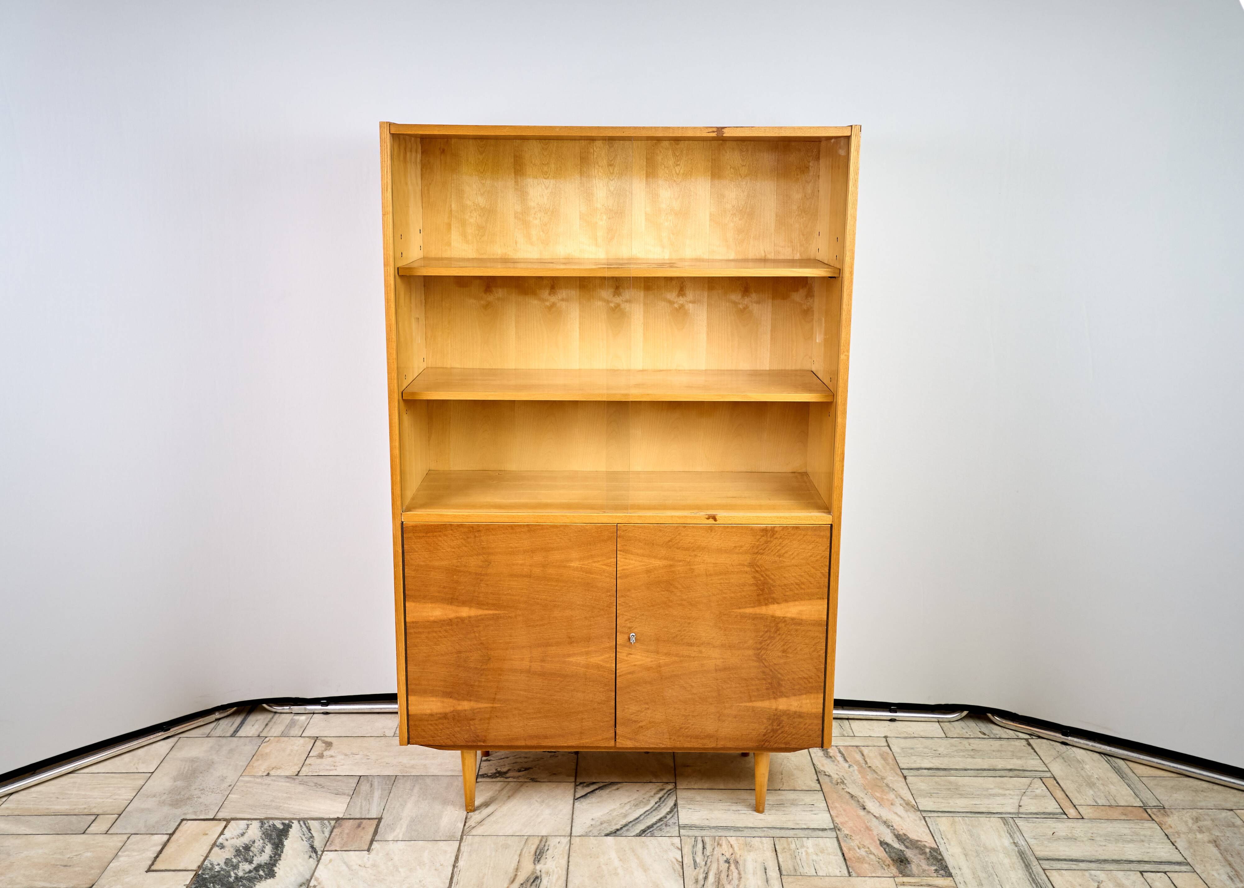 Vintage Wooden Bookcase, 1960s, Czechoslovakia