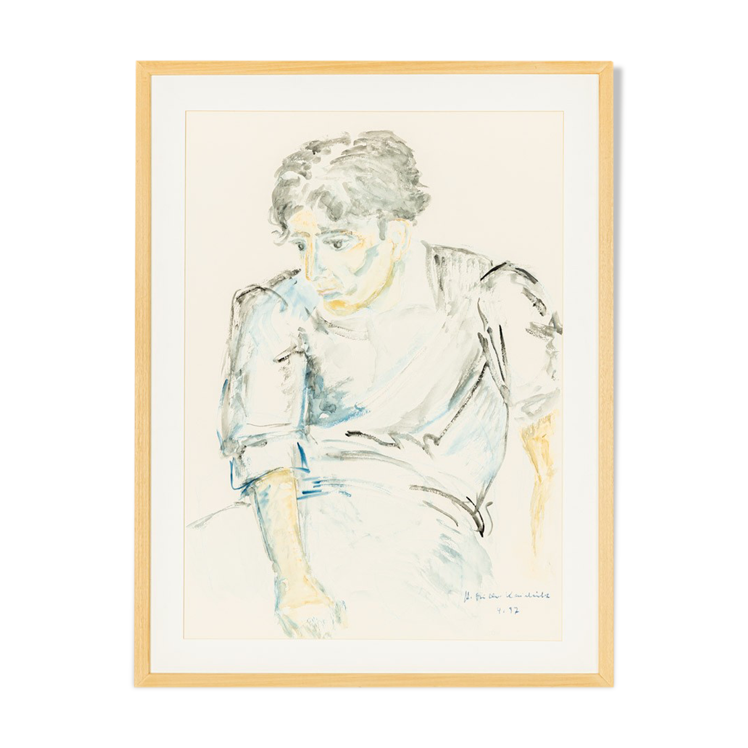 Tableau « Junger sitzender Mann » de Helga Müller