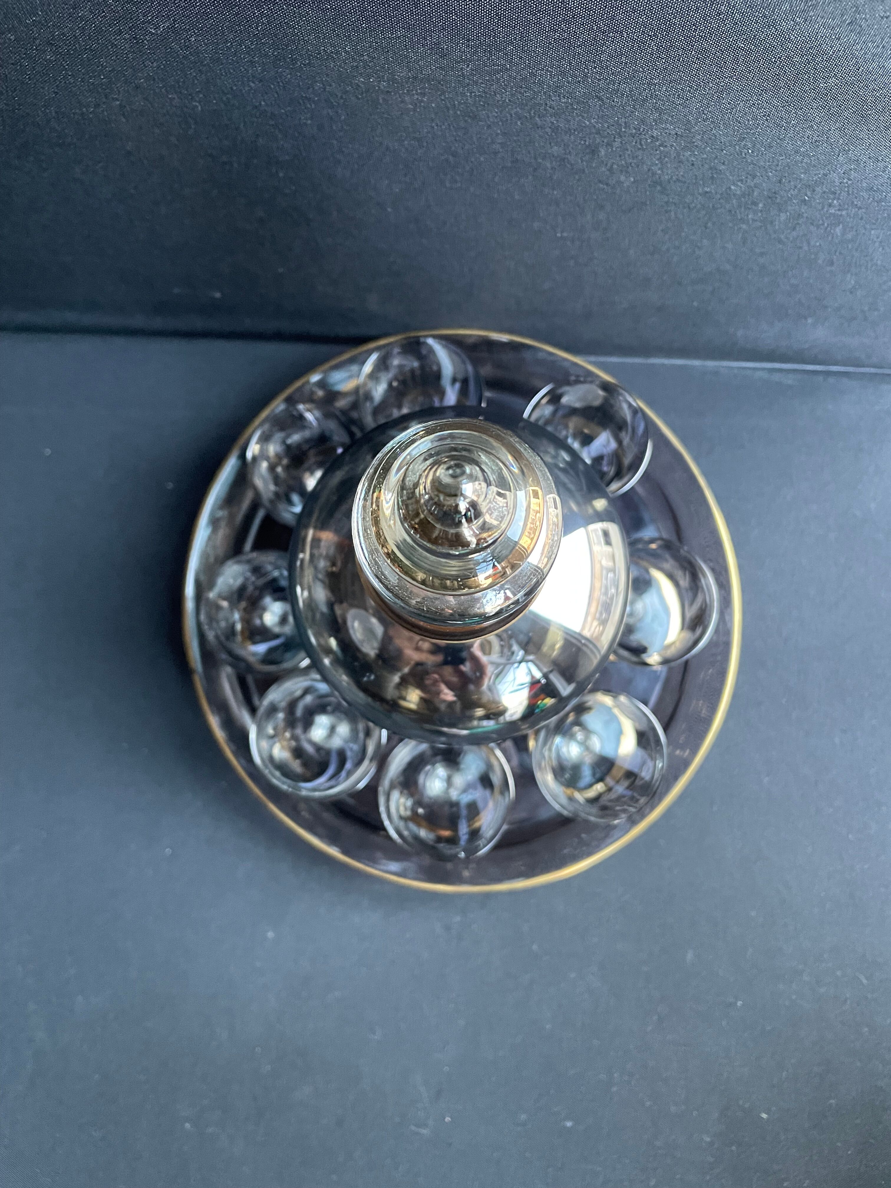 Complete shot service in silver-gray and engraved gold crystal