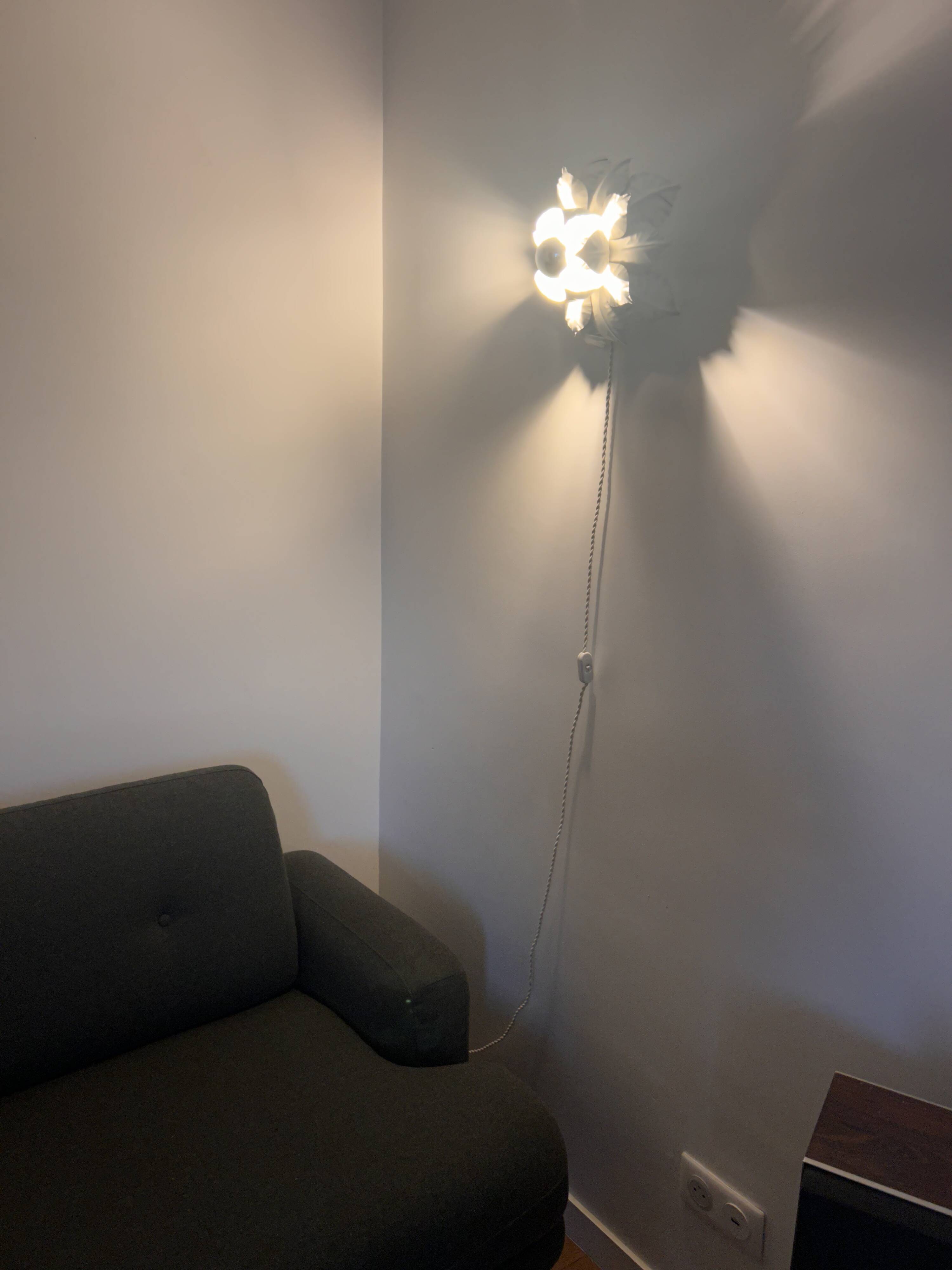 70s metal flower wall light