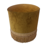 Velvet and fringed ottoman