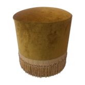 Velvet and fringed ottoman
