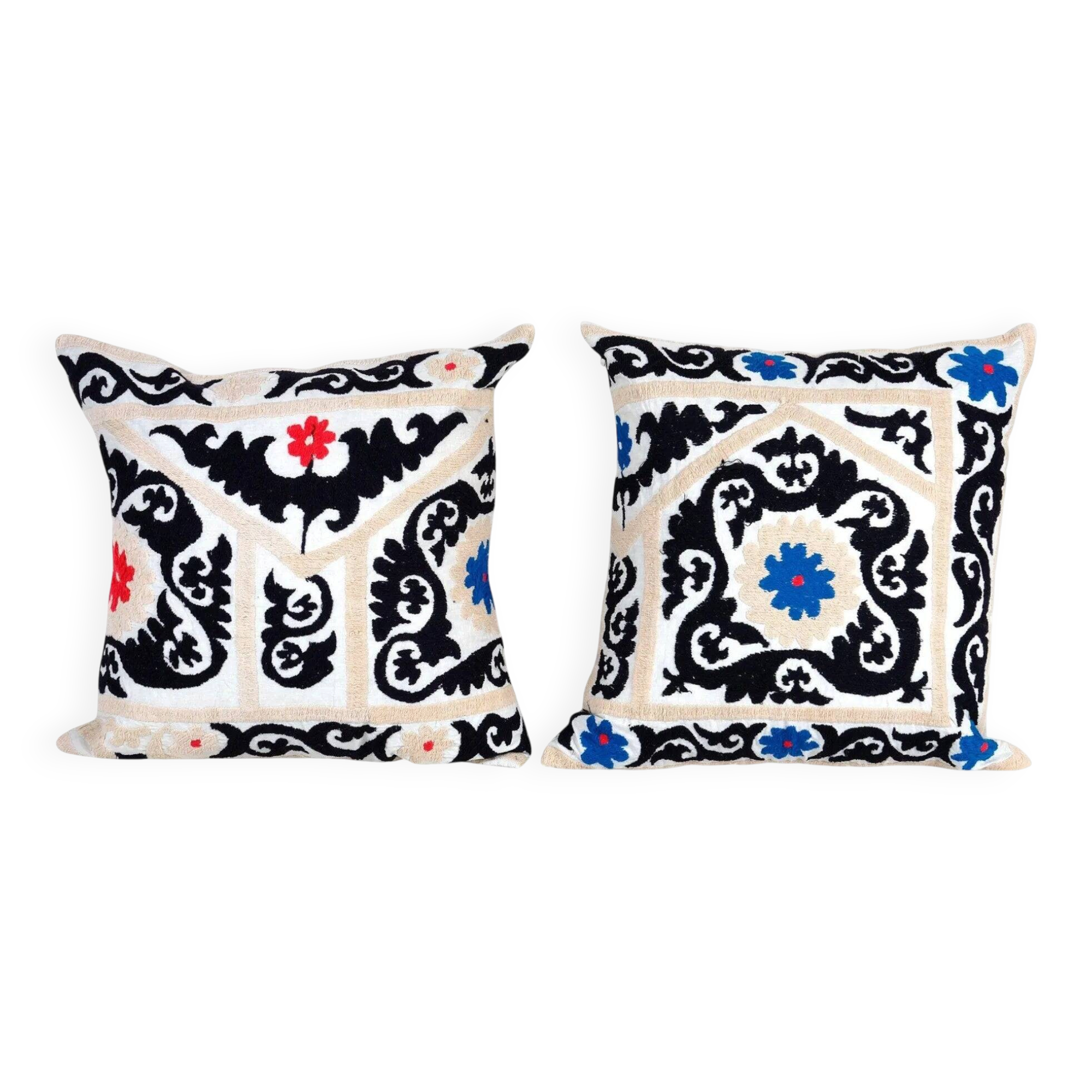 Set of 2 vintage embroidered cushion covers 53x56 cm