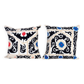 Lot de 2 housses de coussin brodées vintage 53x56 cm