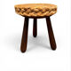 Tabouret tripode en chêne et paille Audoux et Minet 50’s
