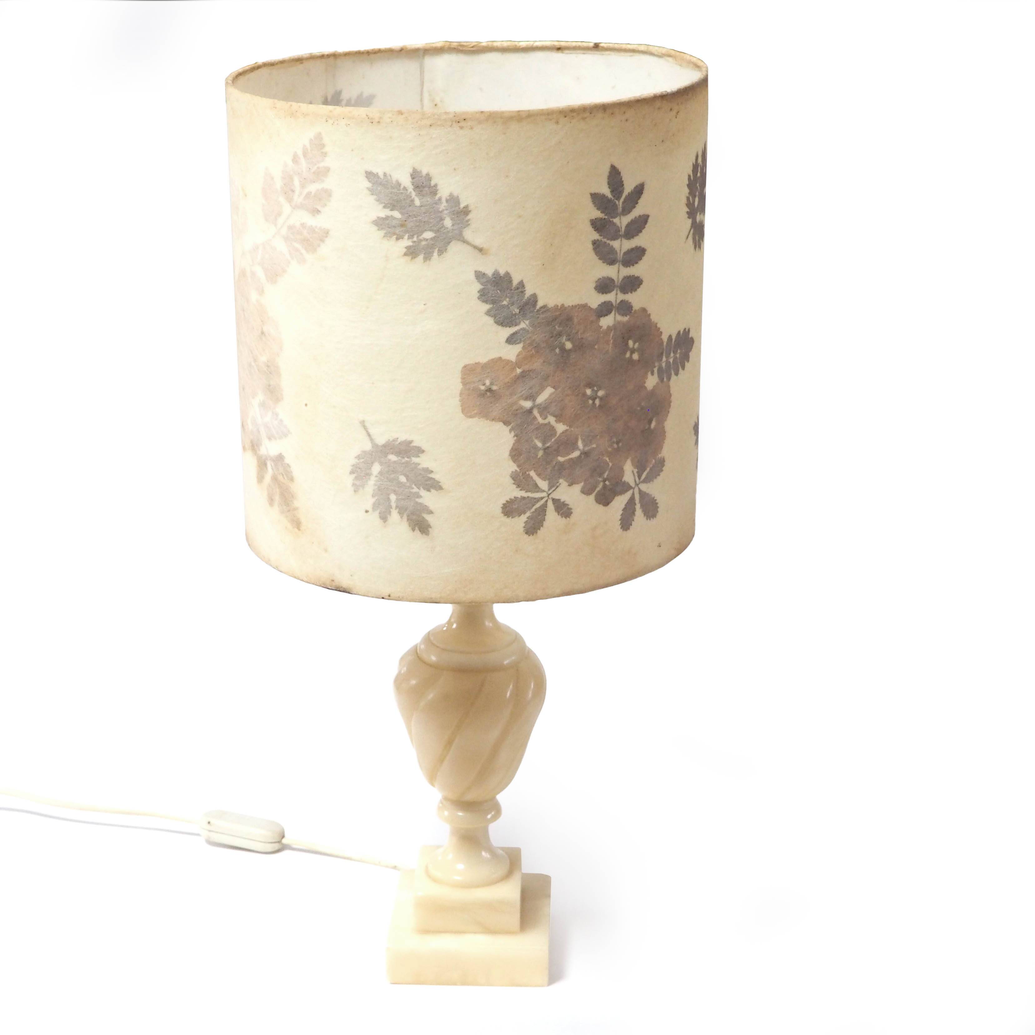 Alabaster lamp and herbarium lampshade