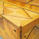 Chest bench, rattan marquetry, vintage 60's